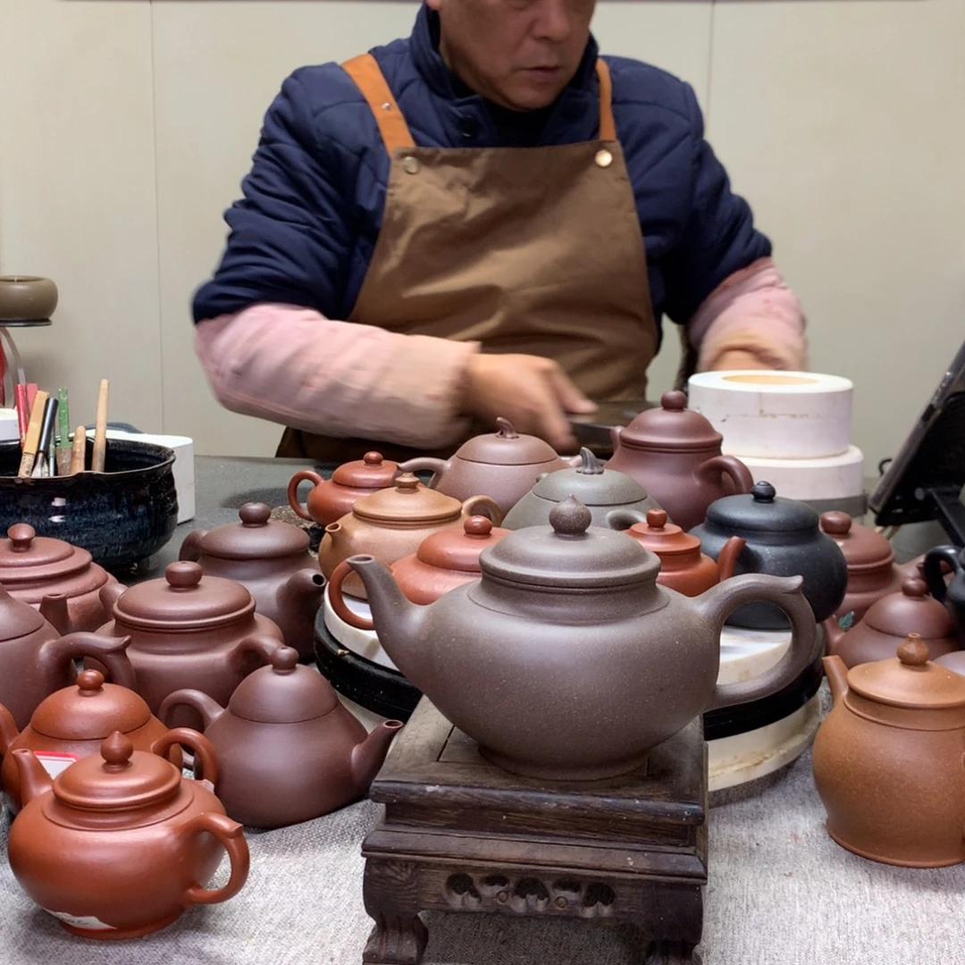 紫泥茶壶黑墩头紫泥笑樱330 C半手工制作