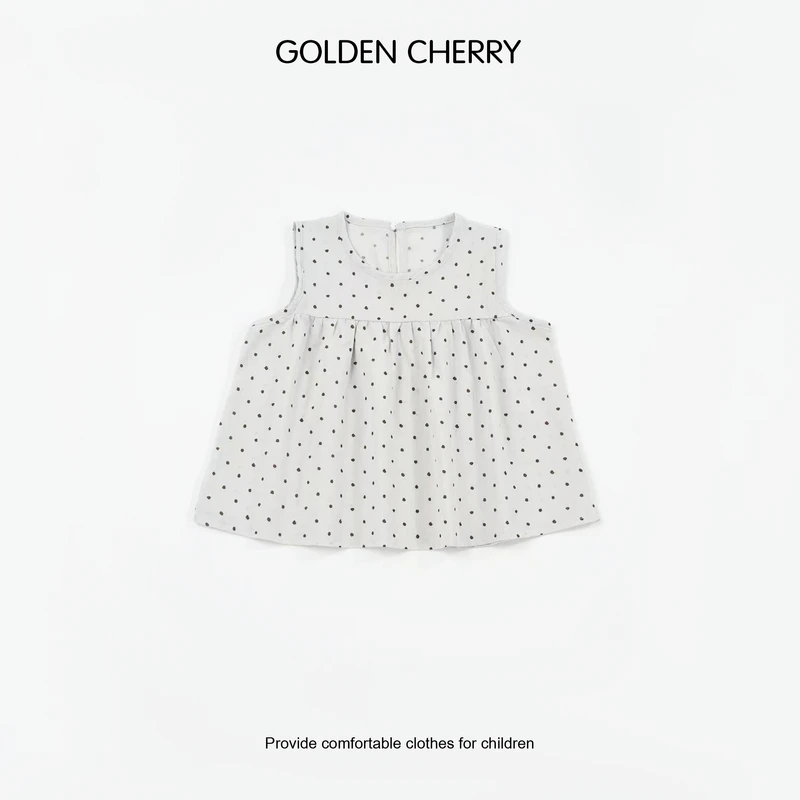 【Golden cherry】小童波点满印圆领高级休闲上衣QDD735