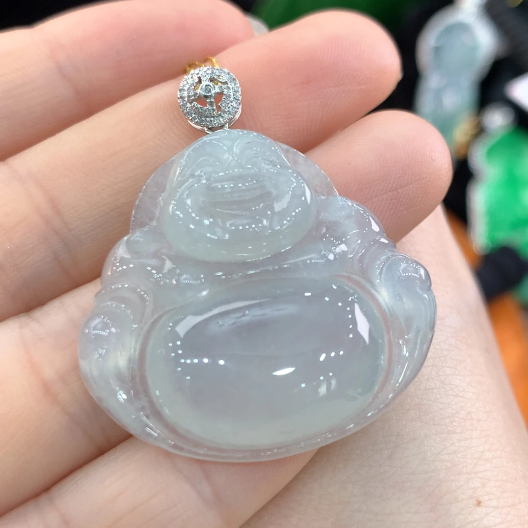 翡翠吊坠(不含链)18K金镶嵌