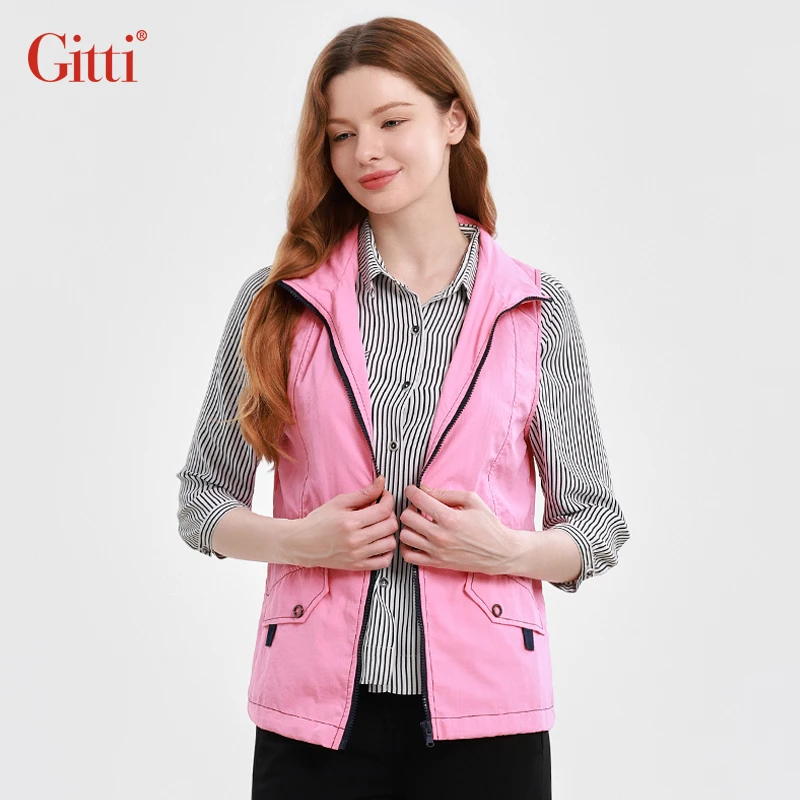 Gitti/吉蒂修身收腰马夹背心女无袖休闲外套G251128