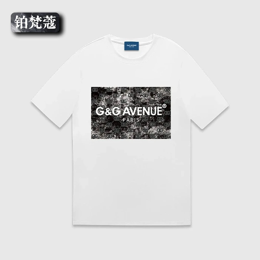 铂梵蔻夏季圆领印花男士美式潮流ins痞帅T恤百搭短袖休闲纯棉上衣