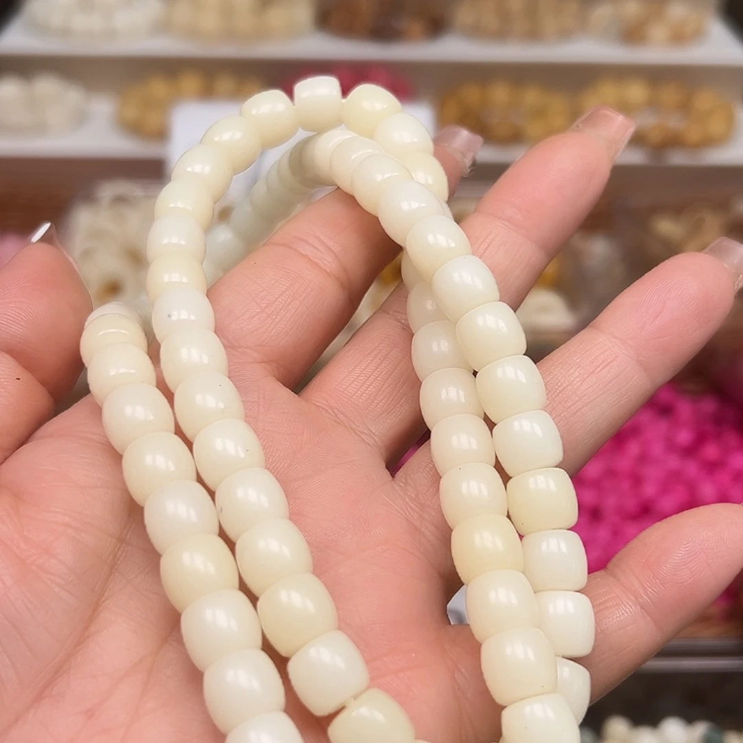 手串菩提根/象牙果卡10奶白直切110颗