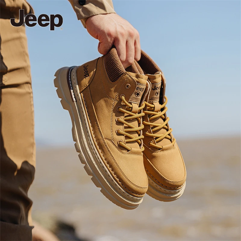 Jeep吉普2025秋冬新款大黄靴男士户外男鞋子马丁靴工装靴