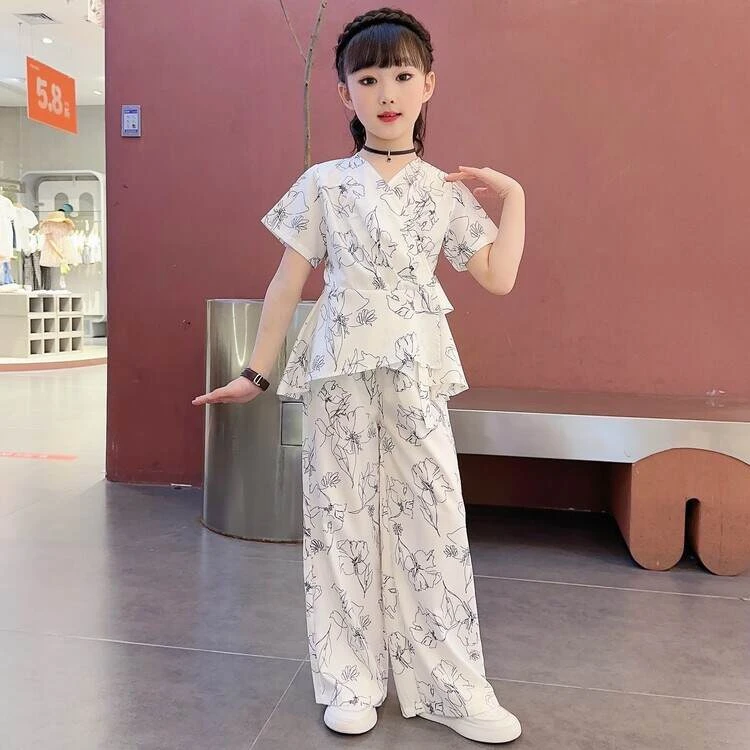 网红薄款宝宝分体衣春秋新款儿童休闲潮流童装新靓火女童韩服套装