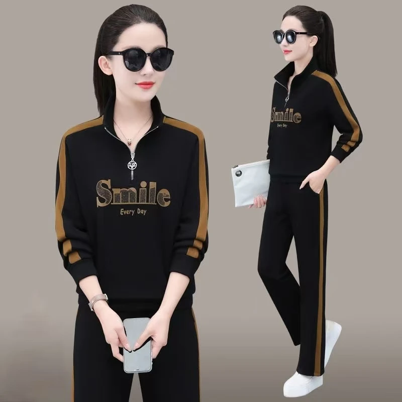 妈妈秋装时尚运动服套装2025新款中年女装春秋卫衣洋气大码两件套