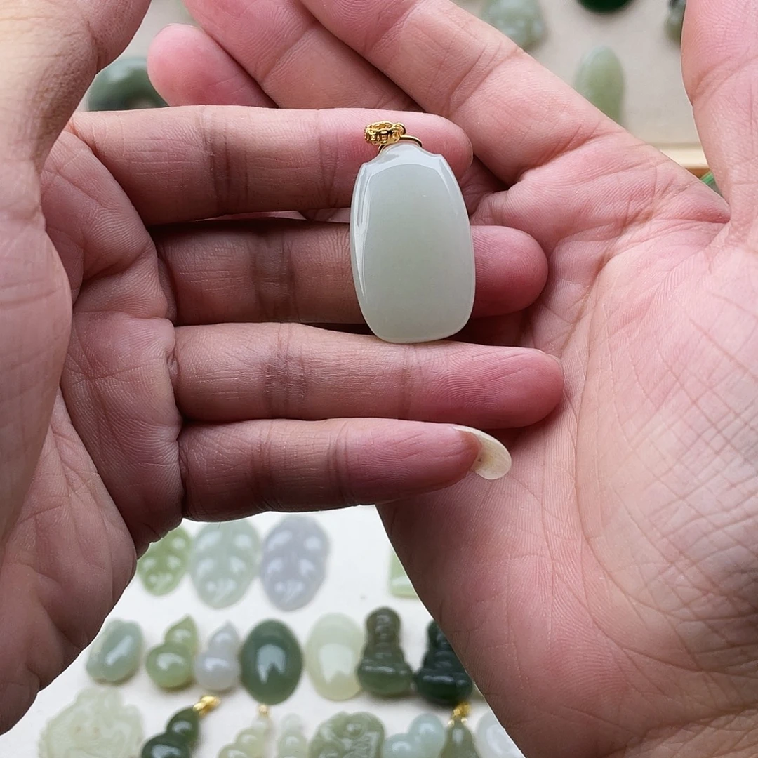 和田玉银S925镶嵌吊坠(不含链)