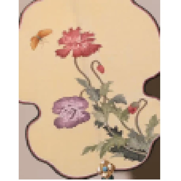 HJL虞美人缂丝团扇 23*40cm