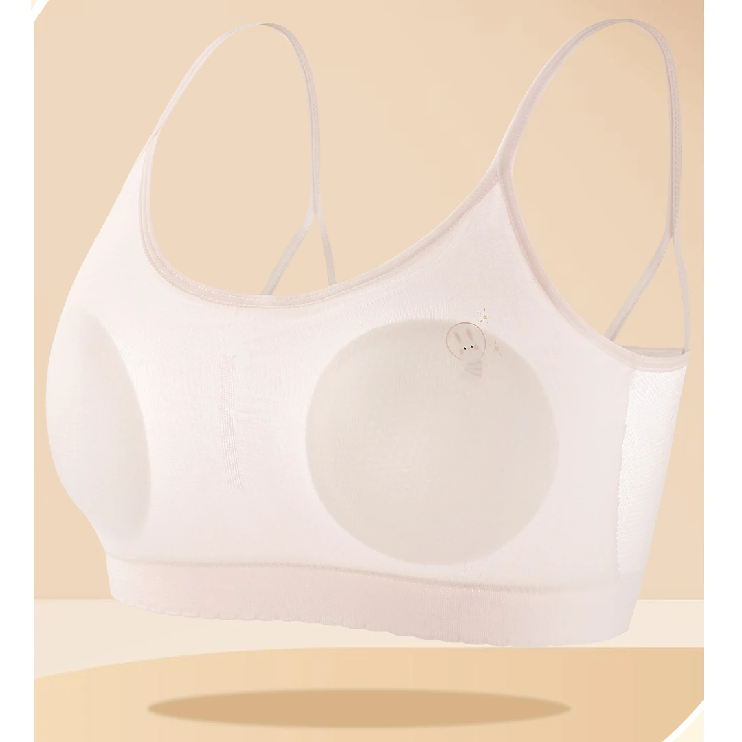 2件【10-13过渡期细肩-四季棉】女童背心防凸小学生内衣固定乳胶杯