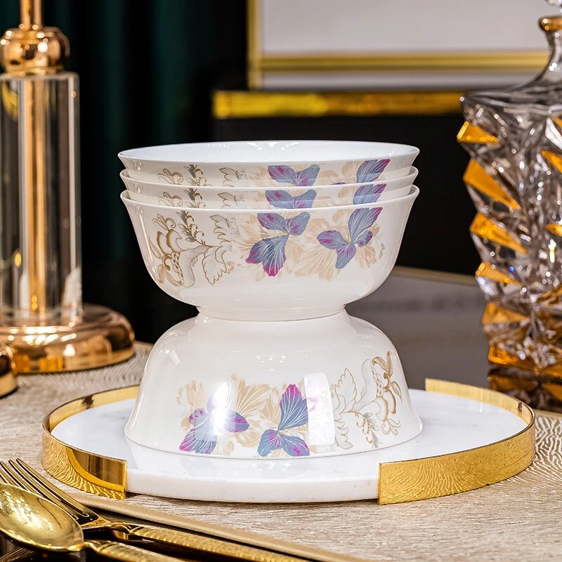 景德镇皇宫贵族轻奢高档6英寸金钟面碗4只装拍二送二