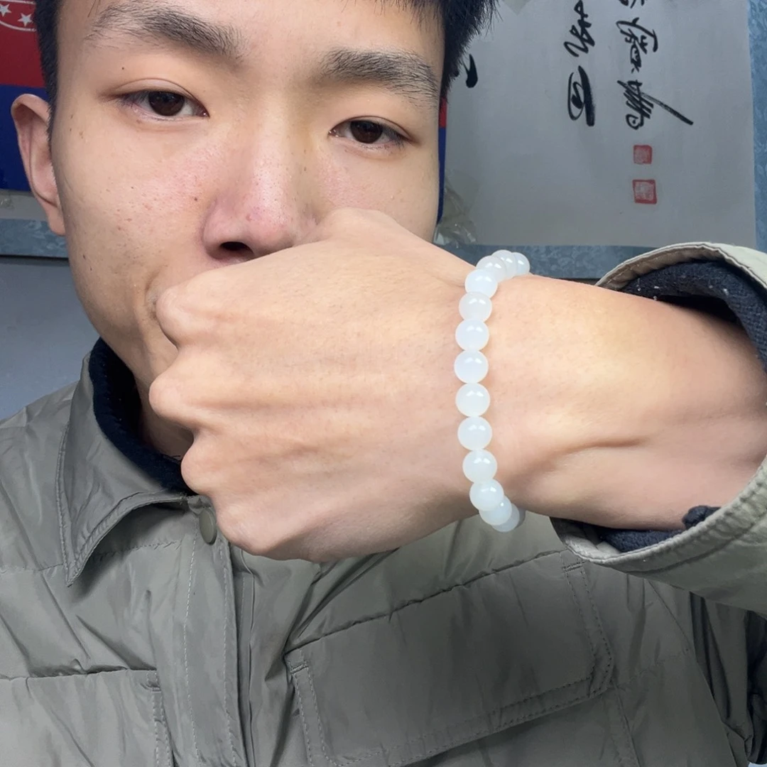 和田玉手链未镶嵌多样性野牛沟羊脂玉卡8货头