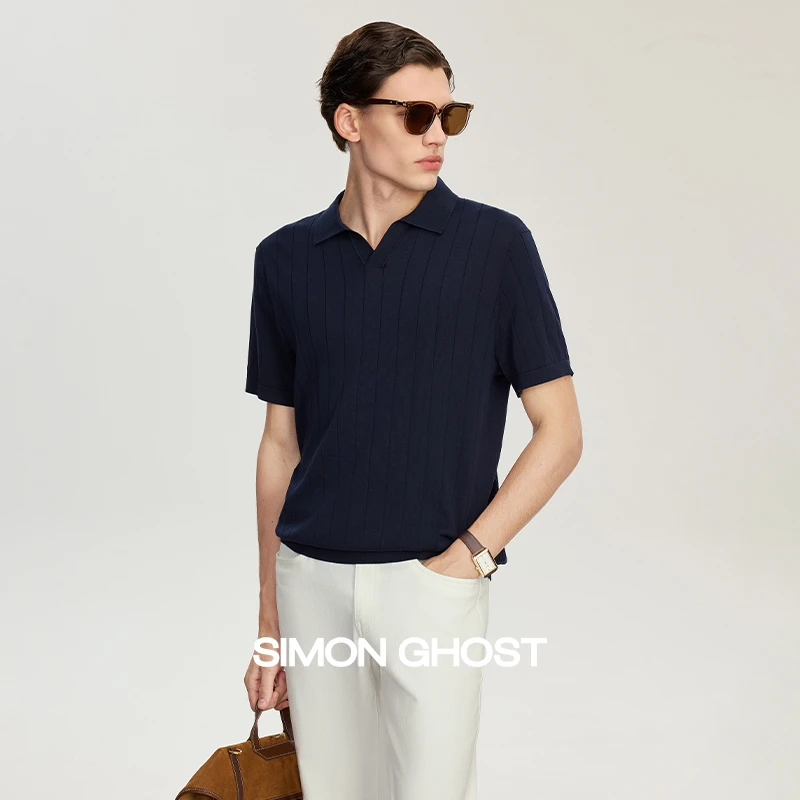 【100埃及棉】意大利男士短袖夏季休闲百搭翻领条纹POLO衫