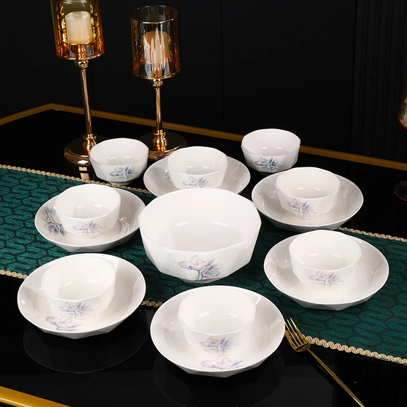 （只卖盘子）盘子组合轻奢釉下彩兰亭序陶瓷餐具饭盘6只装