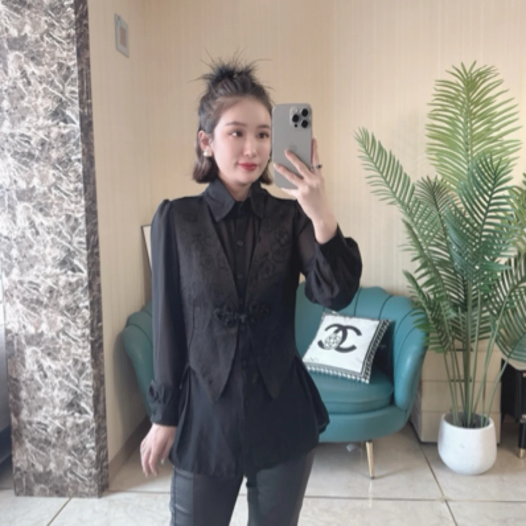 气质洋气假两件衬衫女减龄显瘦