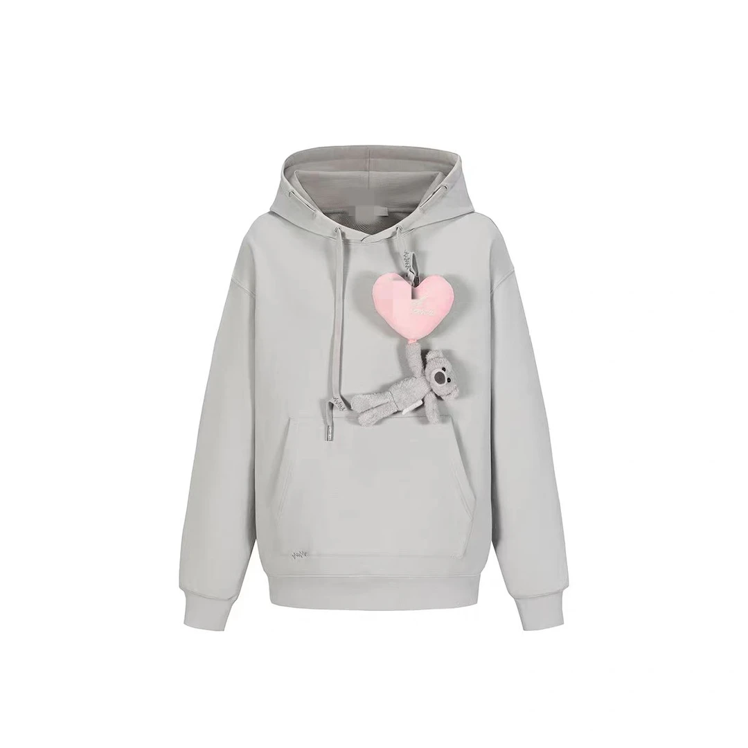 爱心帽绳小熊小兔发声连帽卫衣