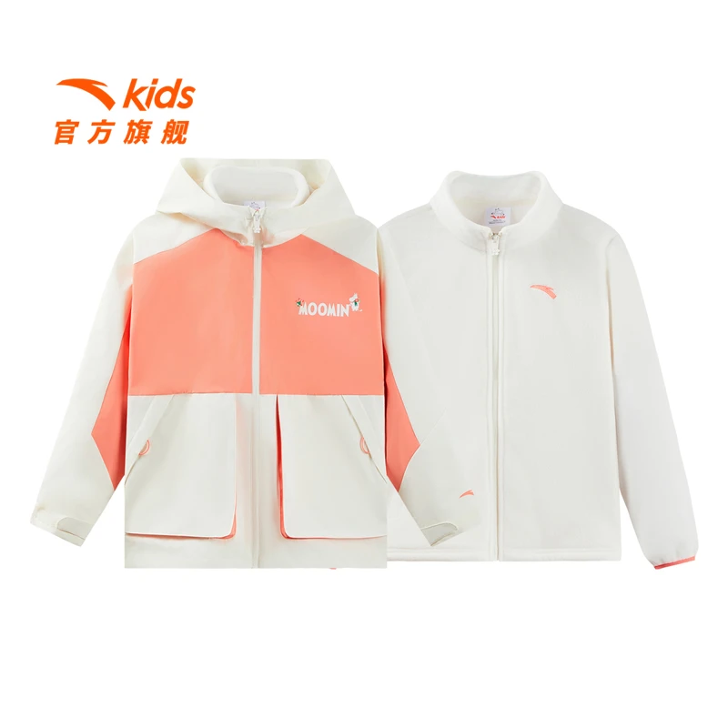 安踏儿童女大童两件套上衣2025新款舒适保暖青少年摇粒绒休闲外套