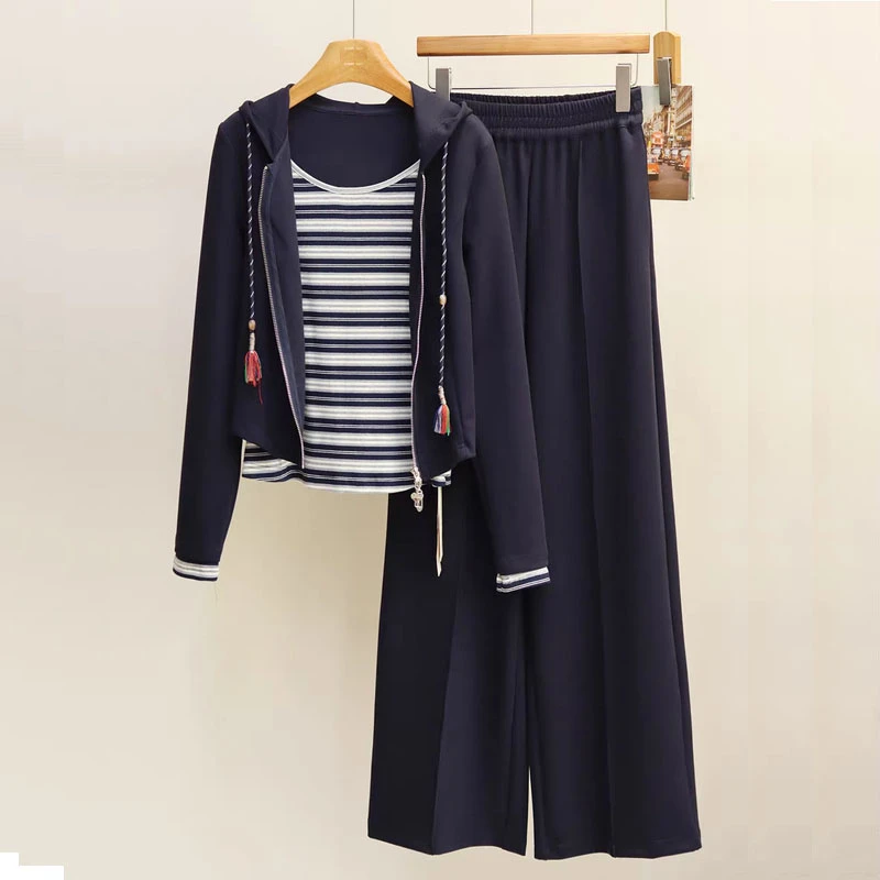 运动休闲套装2025秋季时髦洋气卫衣外套阔腿裤两件套7899