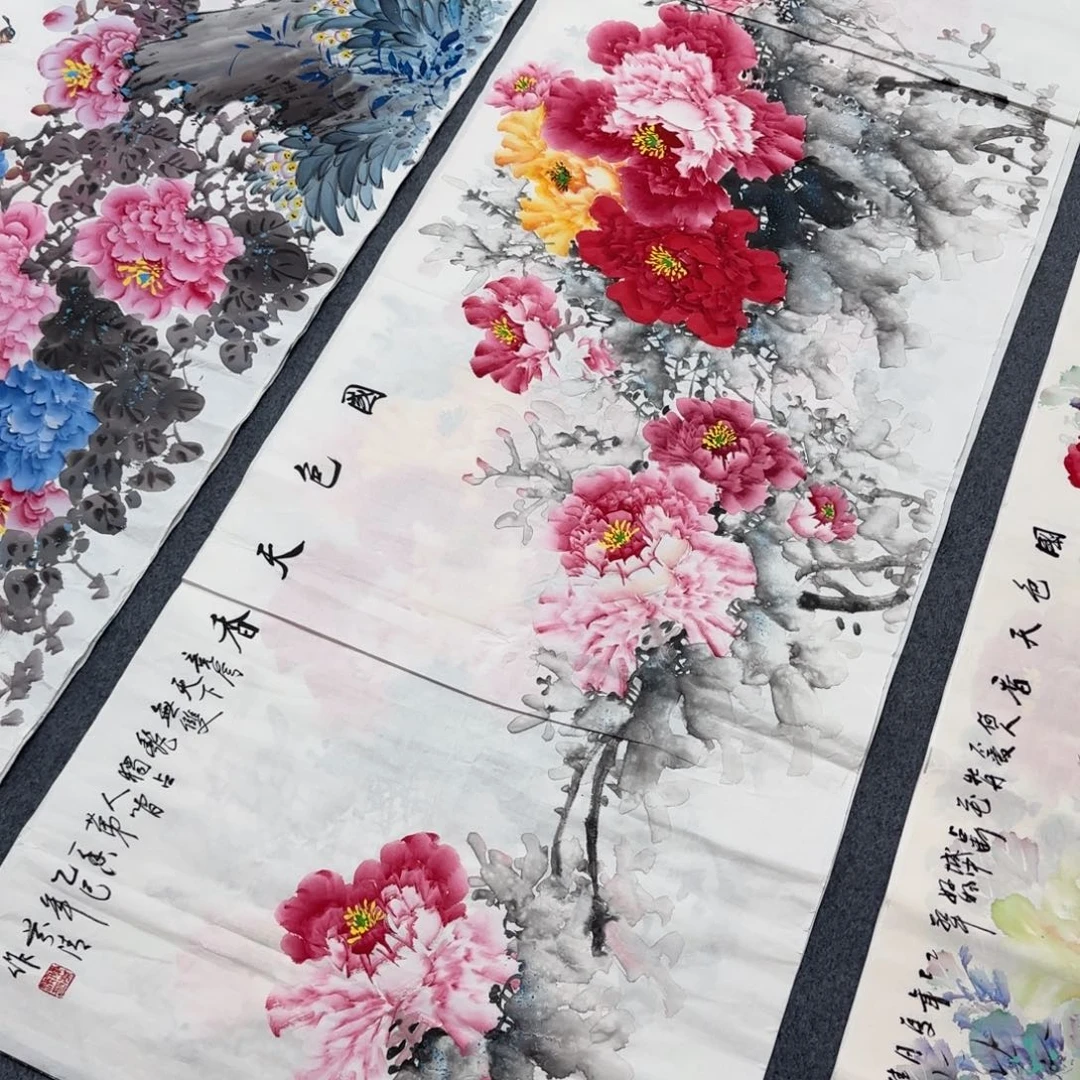 近***台国画尺寸70X180手绘作品