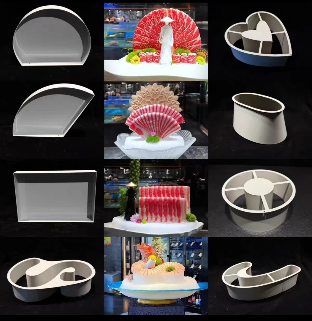 新款海鲜姿造模具易脱模碎冰模具三文鱼象拔蚌姿造摆盘刺身模具