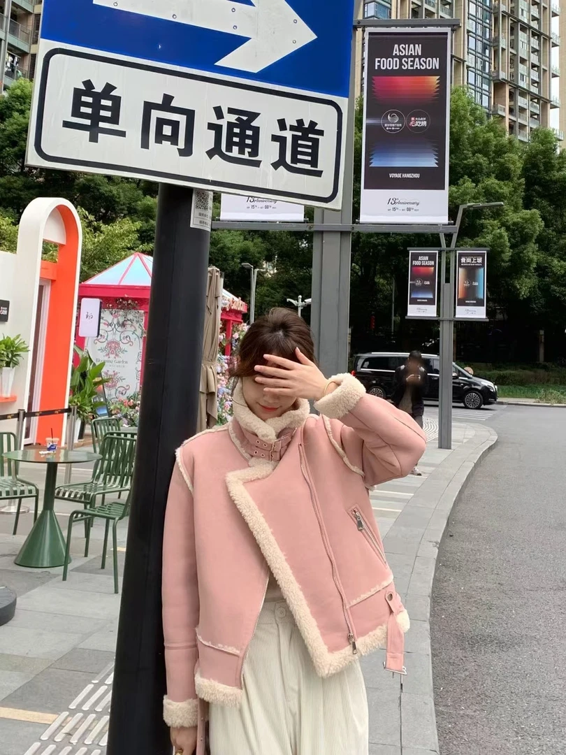 韩版皮毛一体机车服外套83458