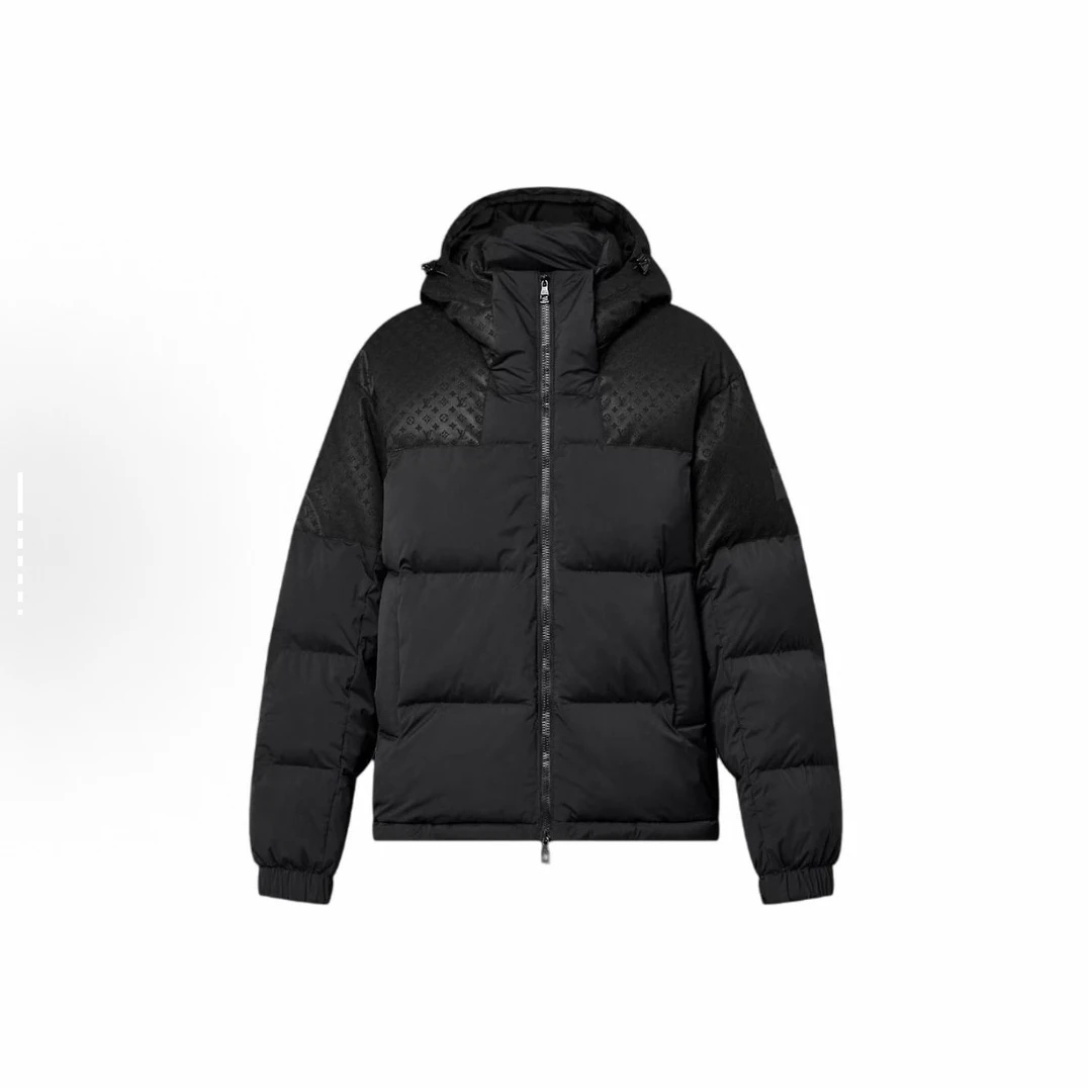 未使用 LouisVuitton/路易威登 黑色浮雕老花棉服/50码/WL1772