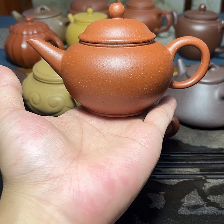茶壶紫砂半手工红降坡水平壶