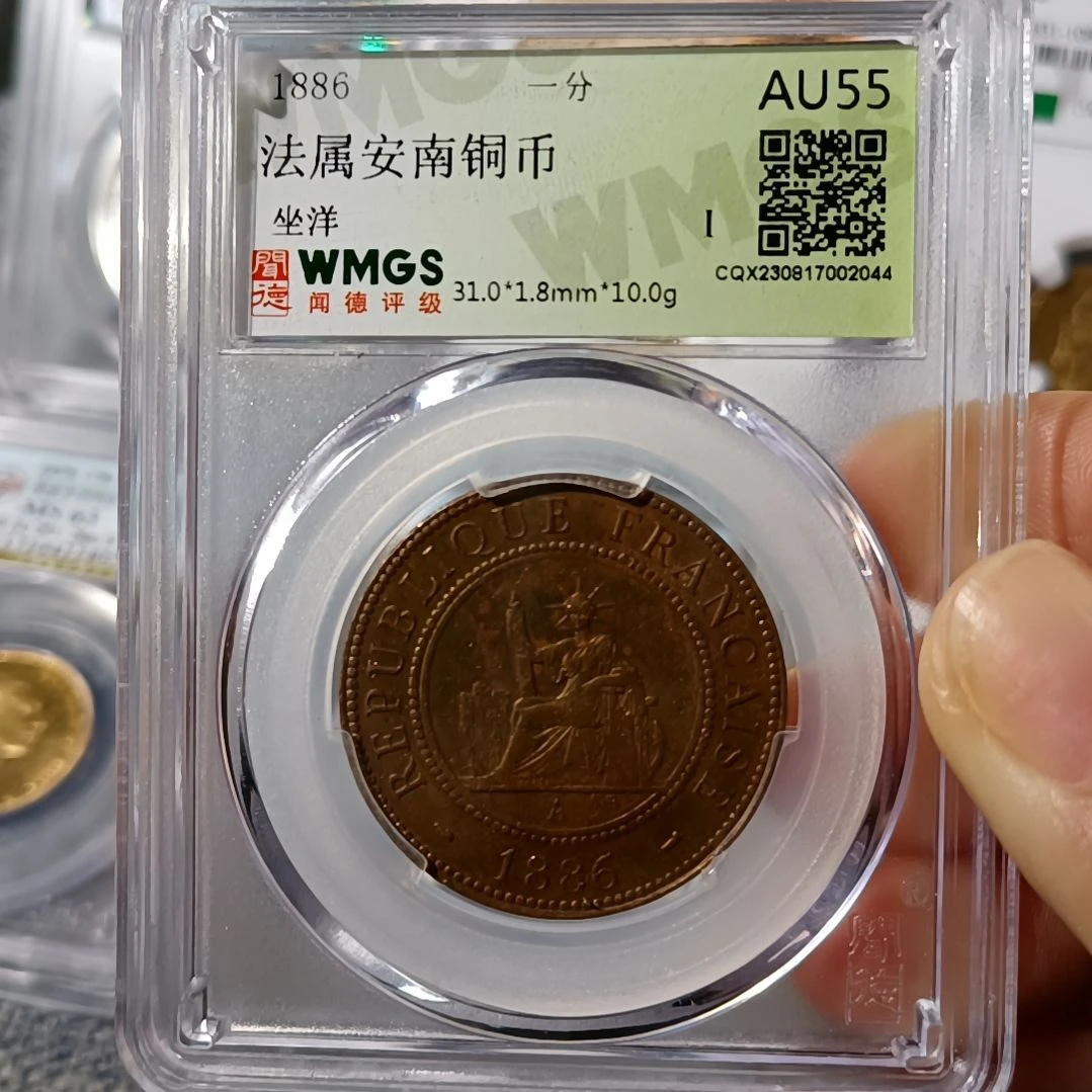 普通金属币法属安南坐洋铜币一分