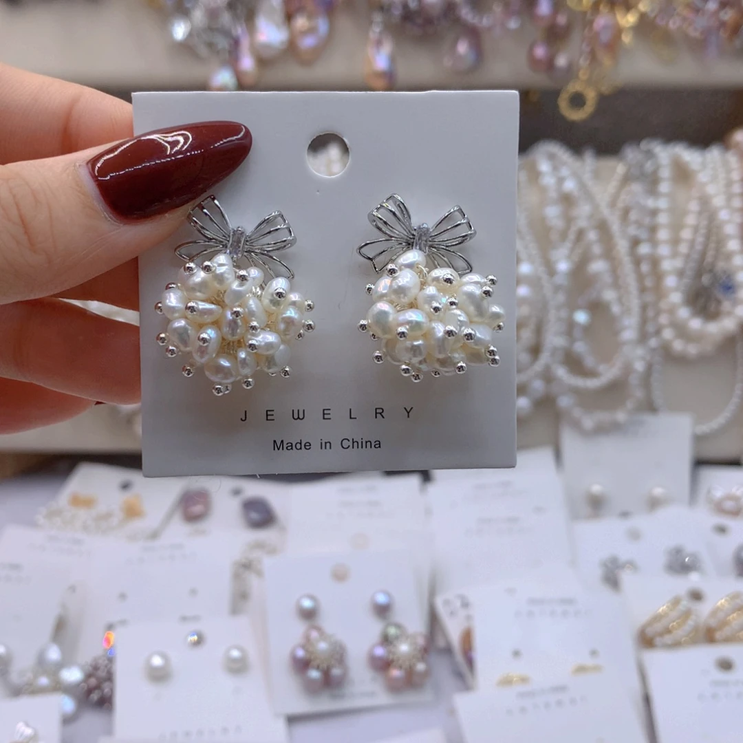 淡水珍珠耳饰银S925镶嵌