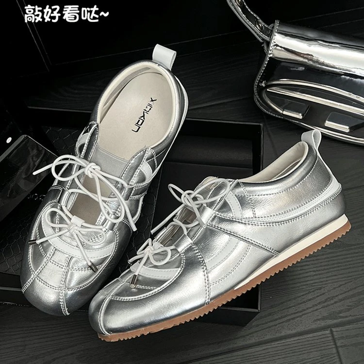 夏之韵「一支雪糕」内增高5cm德训鞋女2025韩版芭蕾玛丽珍懒人单鞋1