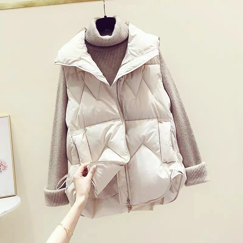 女纯色立领秋季时尚短款马夹外套马夹百搭显瘦马甲秋冬季保暖外穿