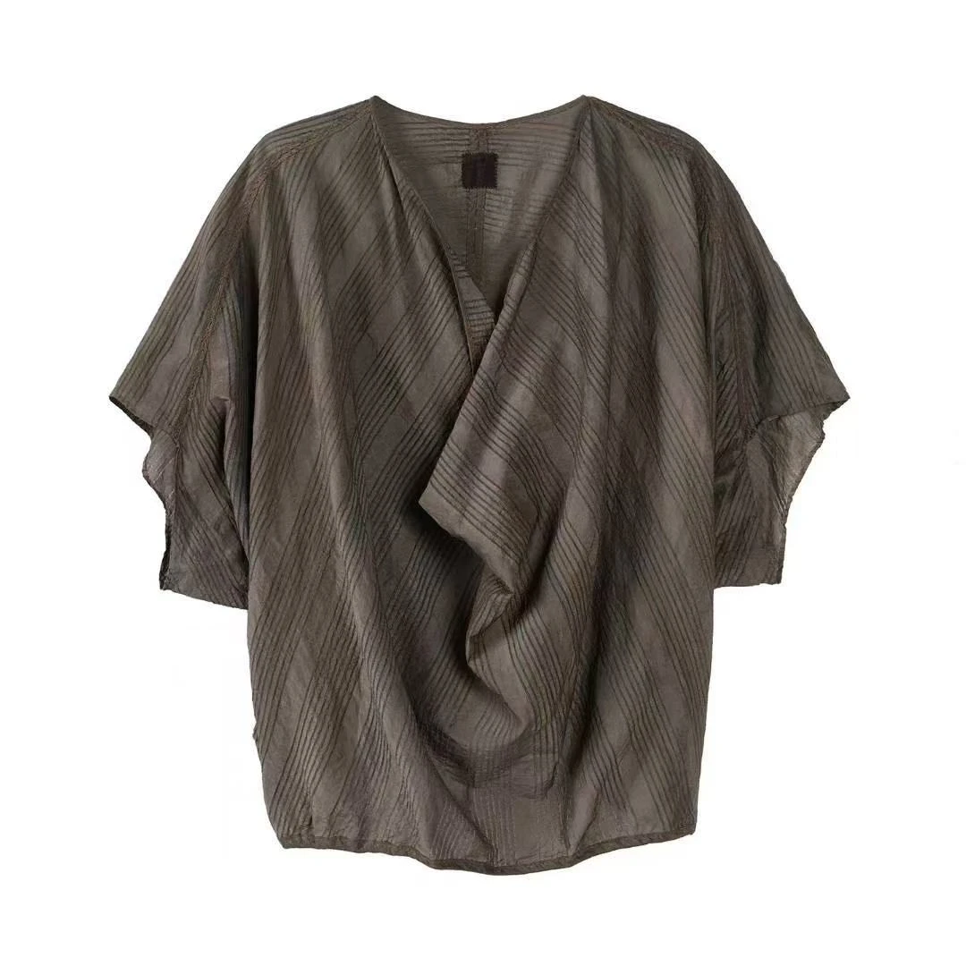 山山家-左岸迷香【上衣】Z25SS1012柞丝宽松复古文艺中式中国风夏季