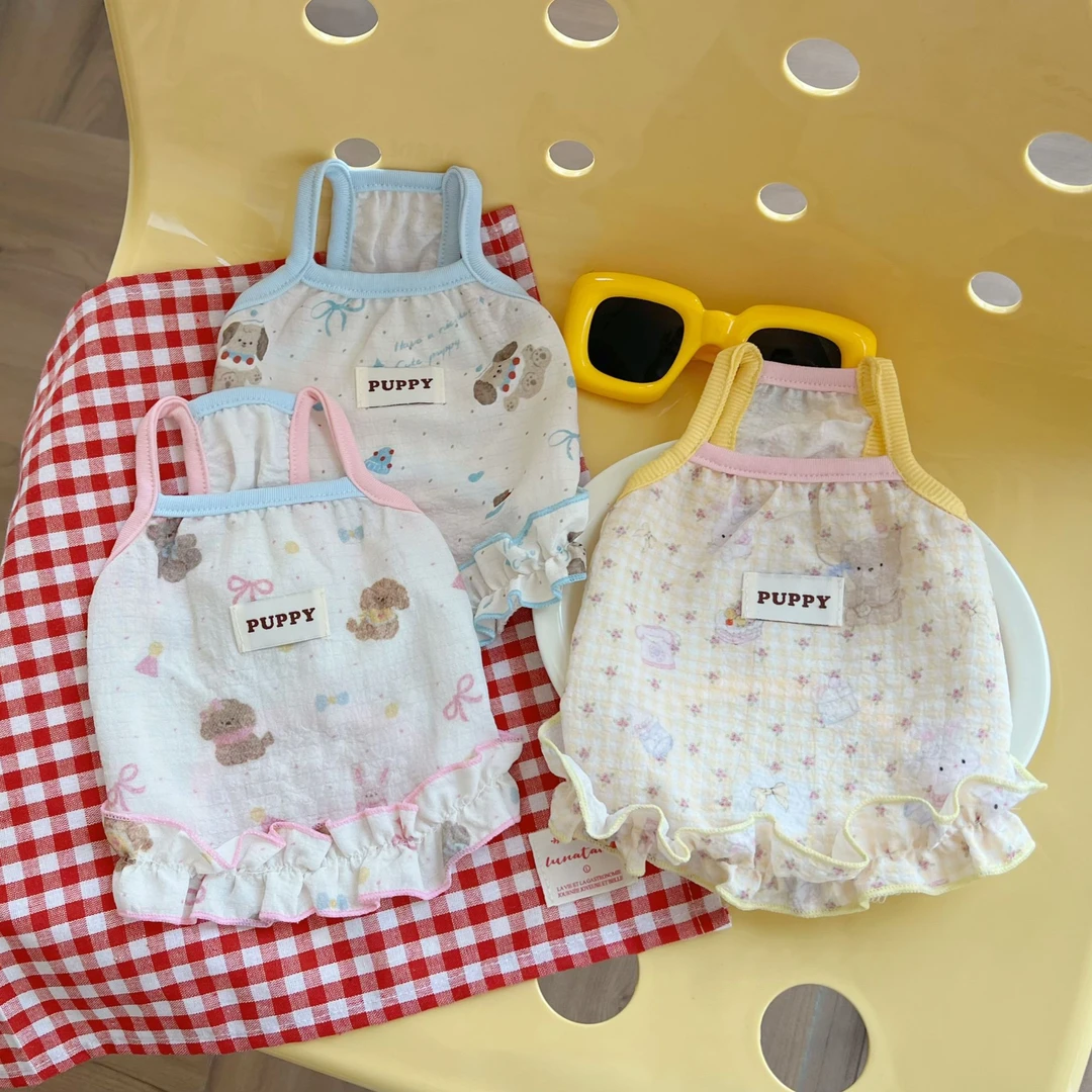 椰椰【欢乐假日】夏季新款宠物衣服泡泡棉防蚊空调衣小吊带猫狗通穿