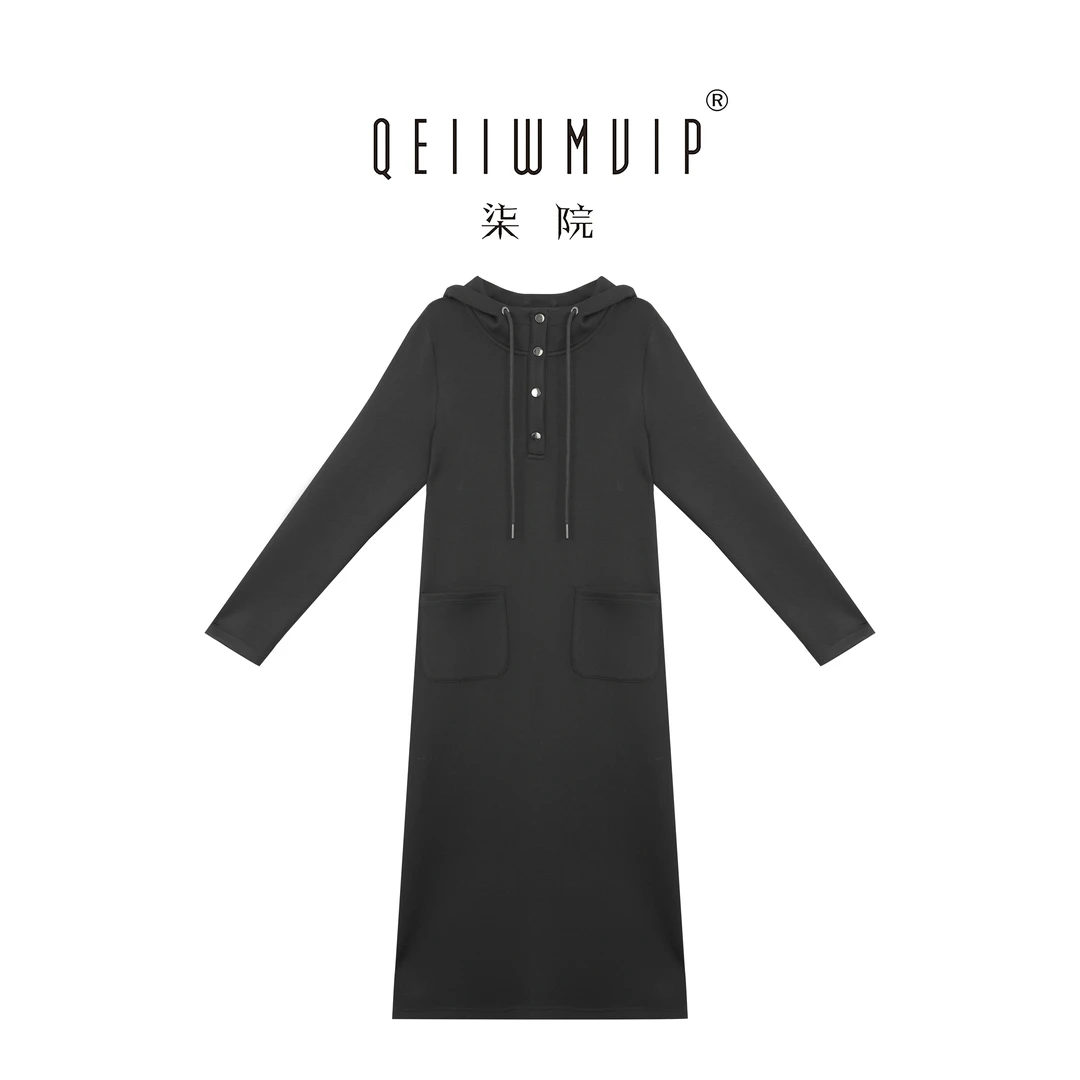 QEIIWMVIP/柒院2025冬季新款高级赫本风遮肉显瘦连衣裙5063