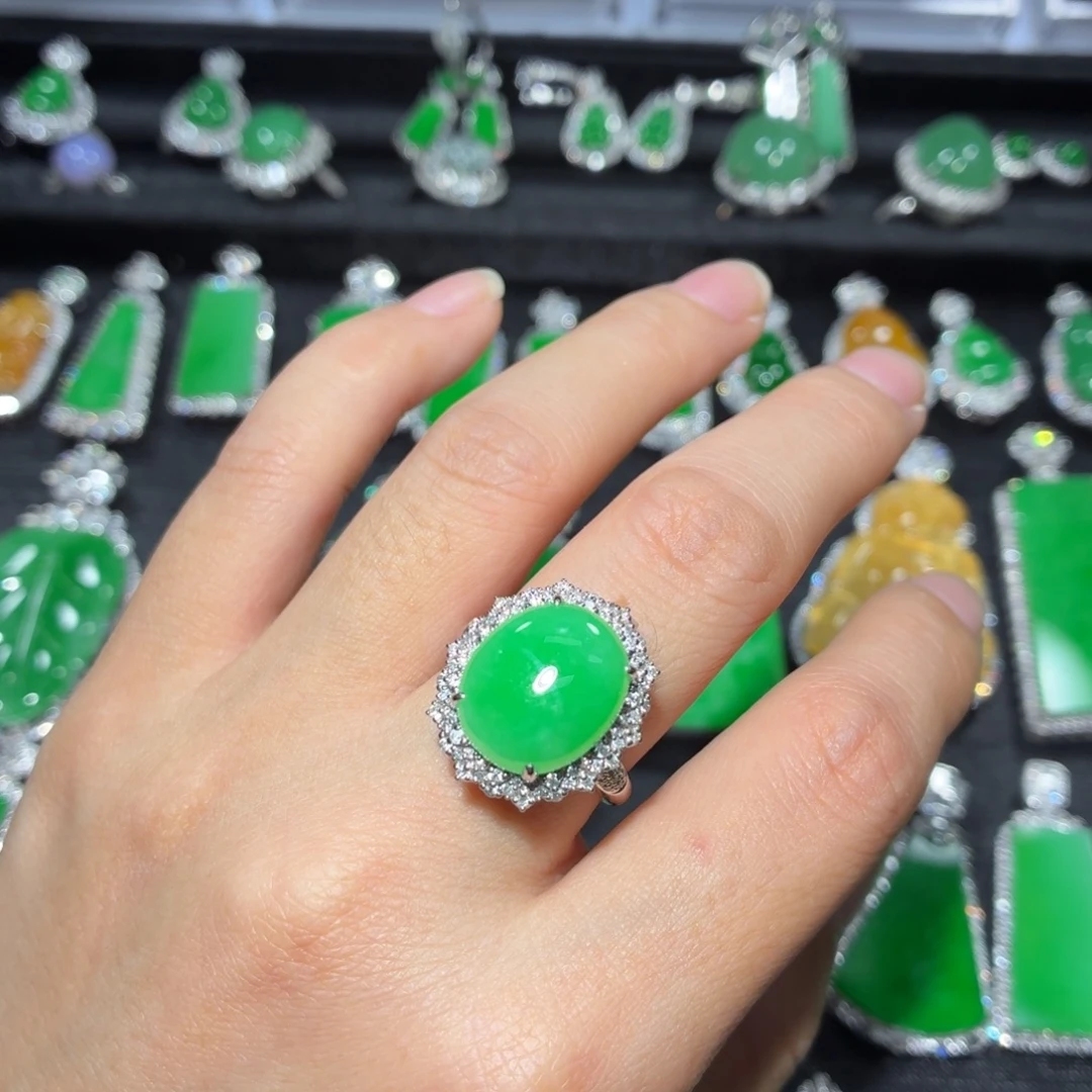 翡翠18K金镶嵌吊坠(不含链)159号