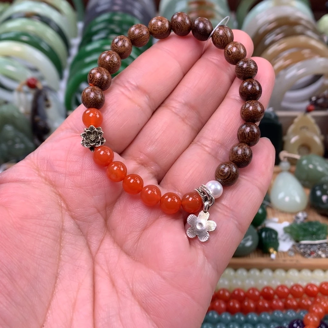 南红玛瑙未镶嵌手链卡0.7