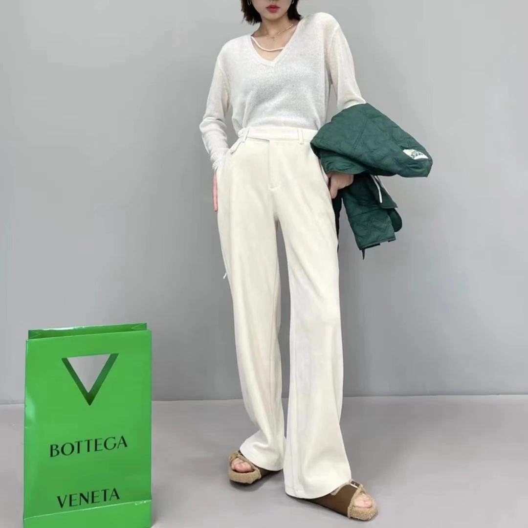 YUXI祤熙垂感直筒裤灯芯绒阔腿裤女显瘦高级质感百搭时尚长裤