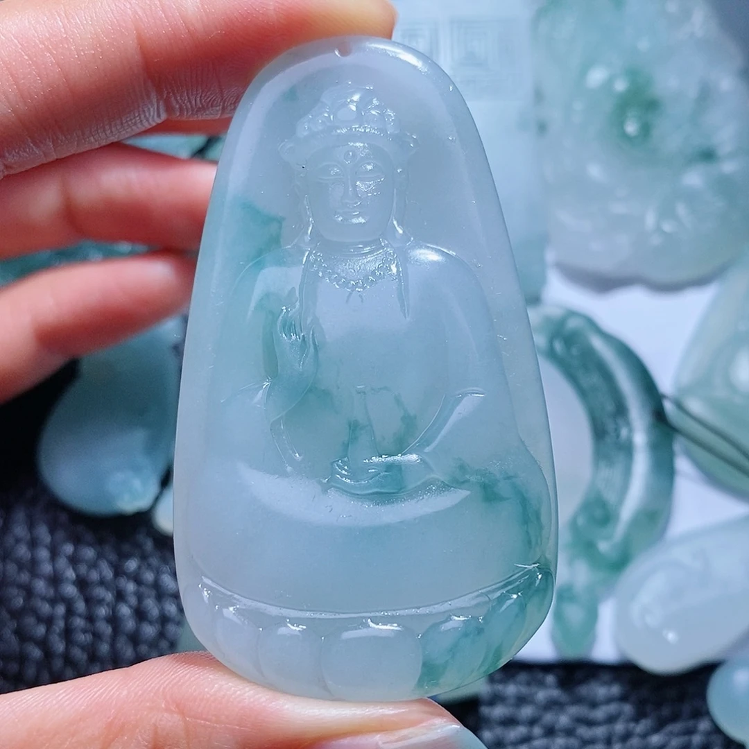 定制翡翠未镶嵌毛货付款后确认抛光