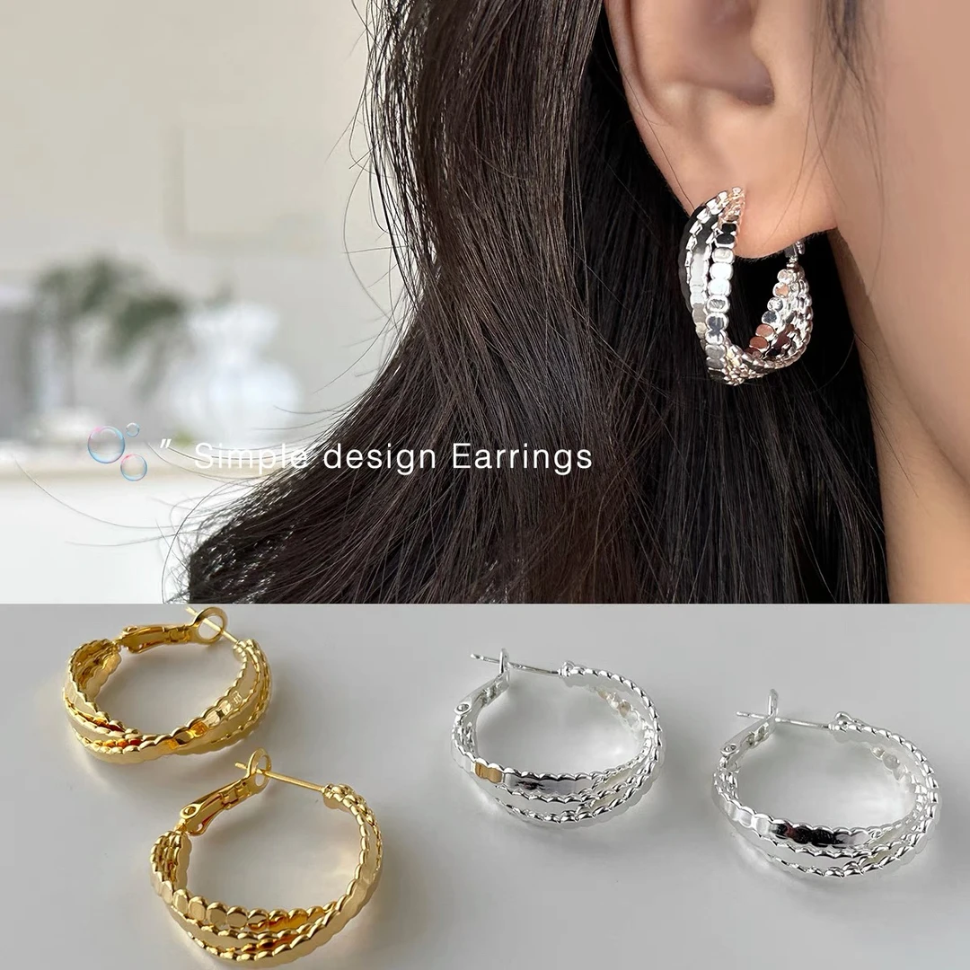铜合金耳饰 独特漂亮大圈耳环高级气质耳圈耳扣夸张耳饰女