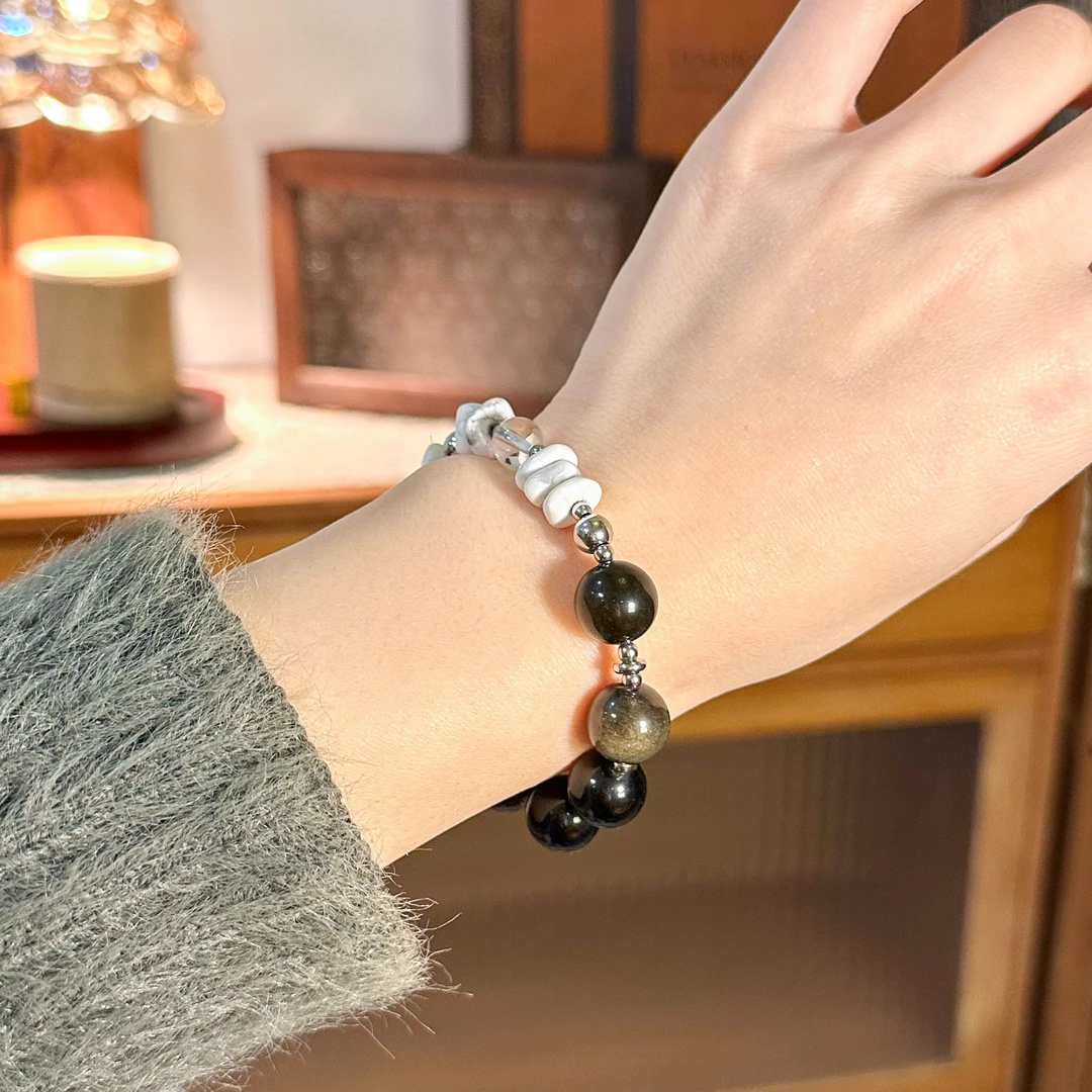 钛钢手链 钛钢手链 之秋【昼夜】原创金属手工手链黑色小众时尚百搭