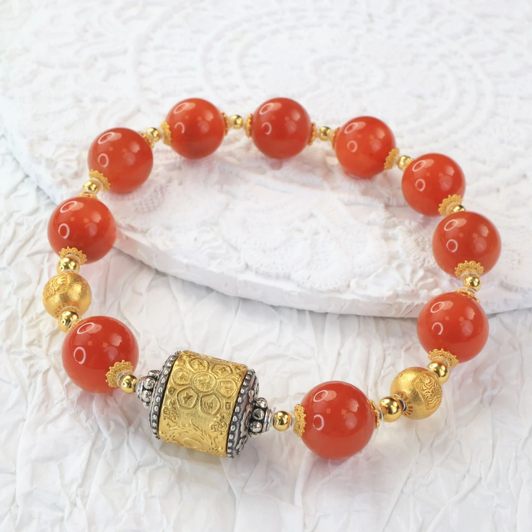 【南红】天然南红手链复古手链设计款精致手串(多样性发一）