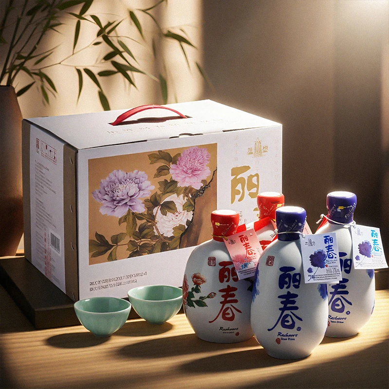 塔牌黄酒十年锦丽春428ml*2+八年牡丹丽春375ml*2礼盒花雕送酒盏