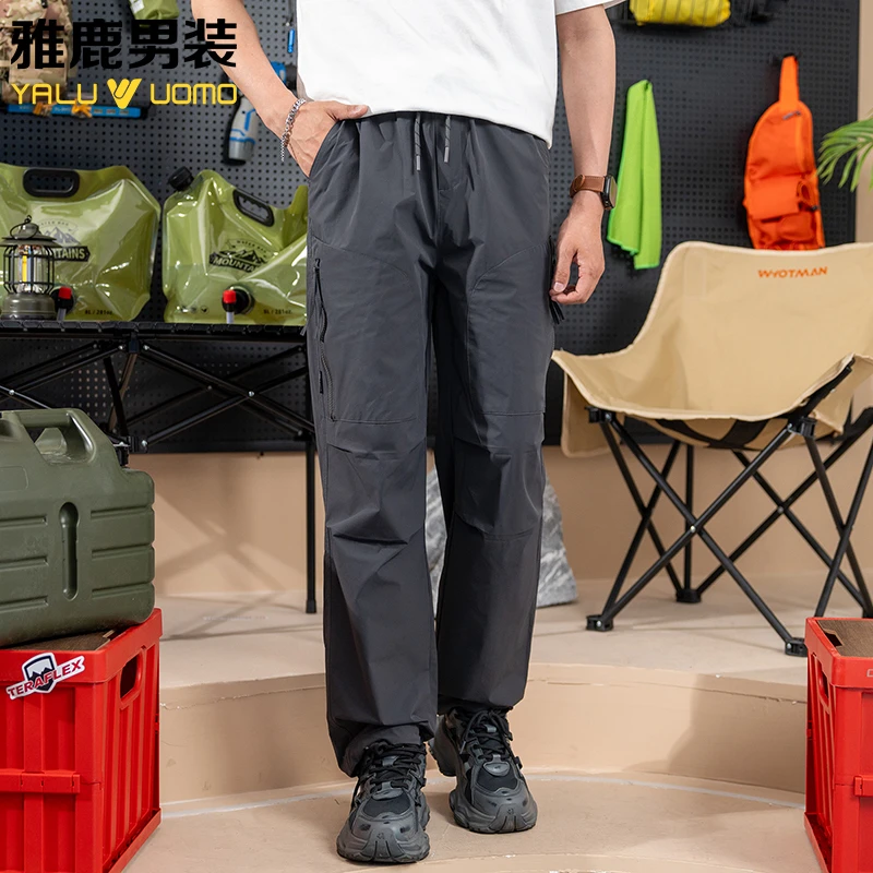 雅鹿男装夏季男士运动休闲裤户外登山裤百搭宽松弯刀裤男装伞兵裤