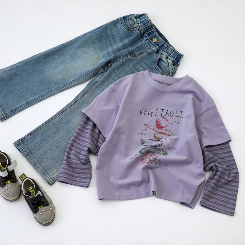 【一件顶两】童装2025春秋女童长袖T恤秋季新款中大童假两件上衣