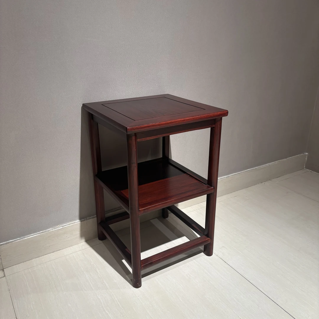 中式导圆腿双层茶几置物架尺寸：41*41*65（榫卯结构）