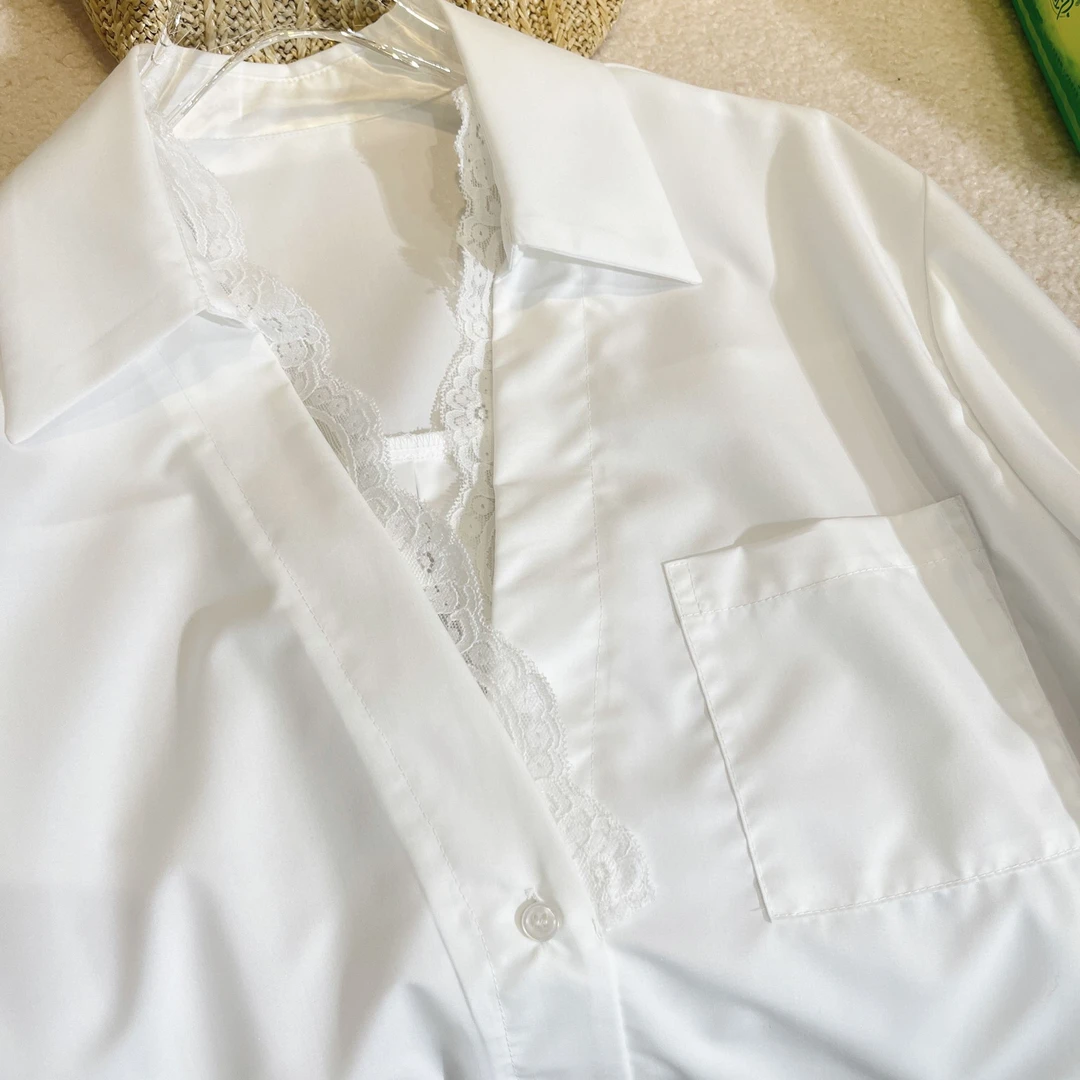 NANA定制 韩版蕾丝薄款抗皱衬衫9501