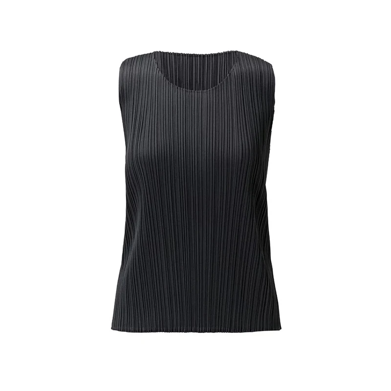 基础款 三宅褶皱pp背心 夏季气质休闲打底无袖修身上衣jk101