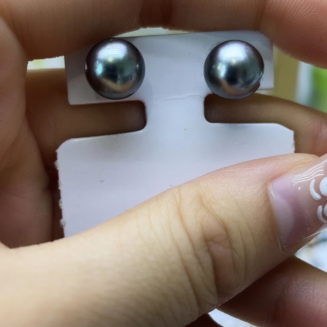 银S925镶嵌海水珍珠耳饰