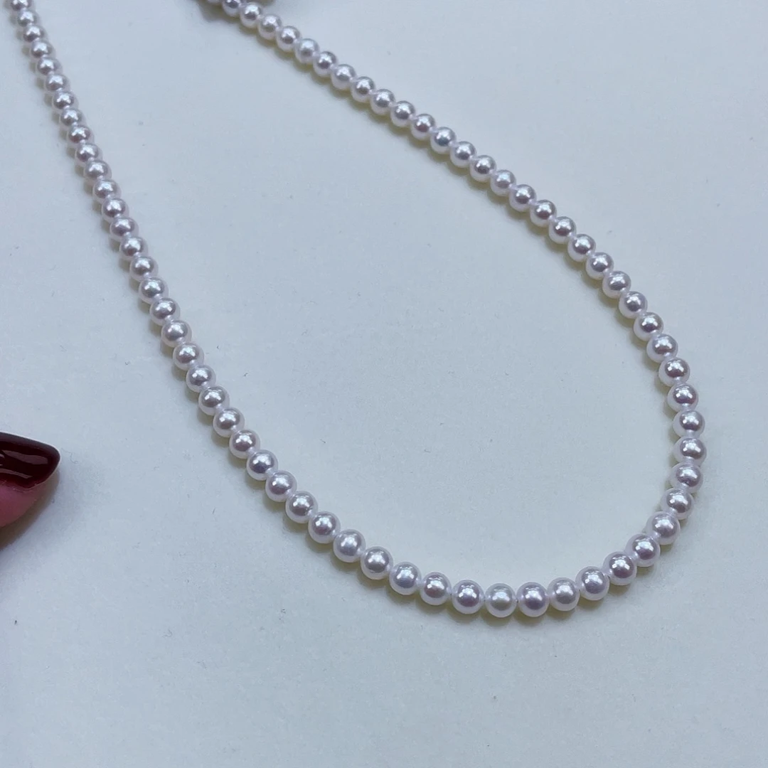 淡水珍珠颈饰银S925镶嵌4.5-5mm爆亮炫彩小灯泡