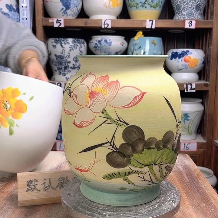 陶冬瓜高27黄荷花陶瓷