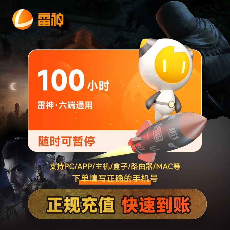 雷,神,加速器 100小时 可暂停时长 鹅鸭杀 游戏加速器