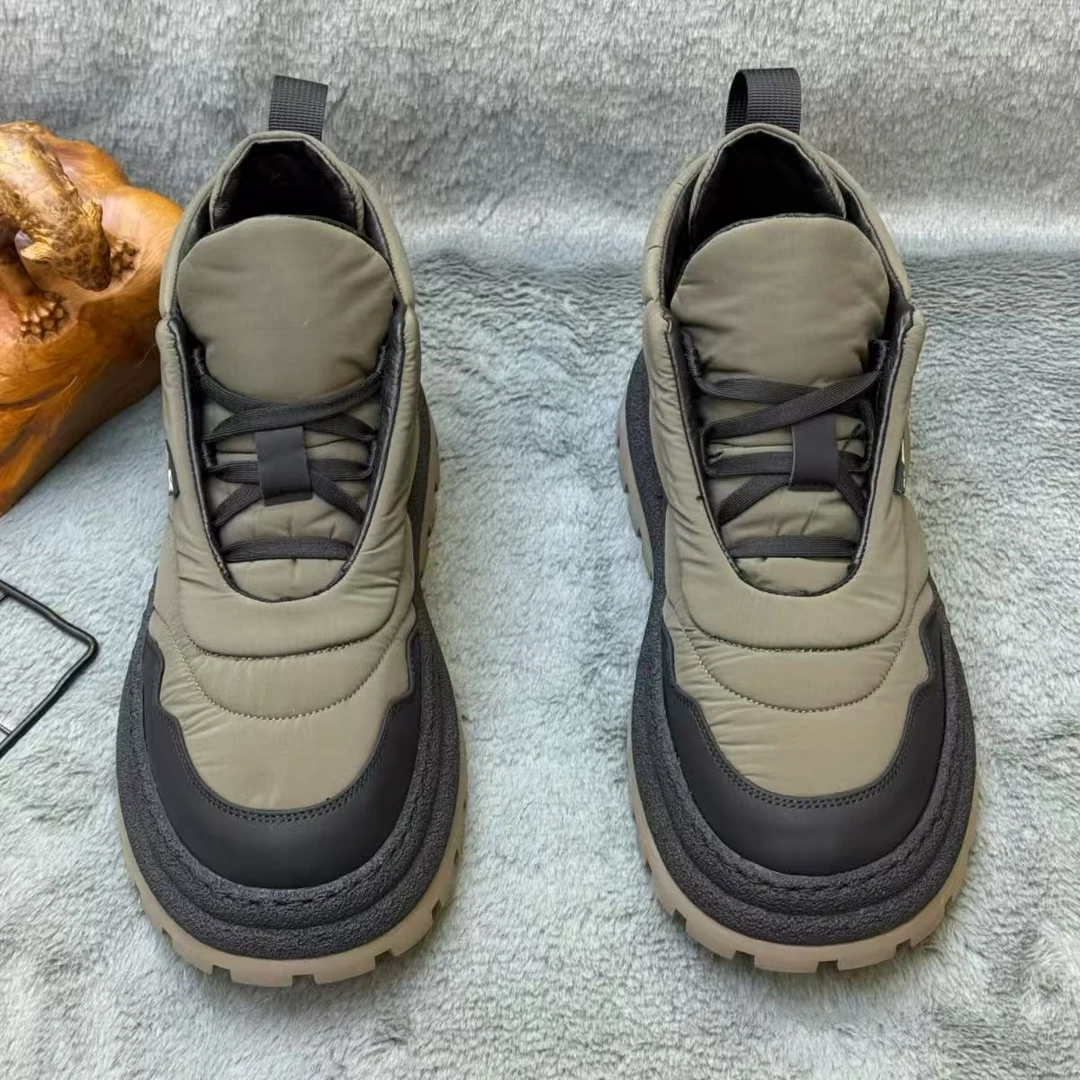 D99冬季加绒保暖男士板鞋时尚休闲高帮羽绒布棉鞋轻便百搭舒适